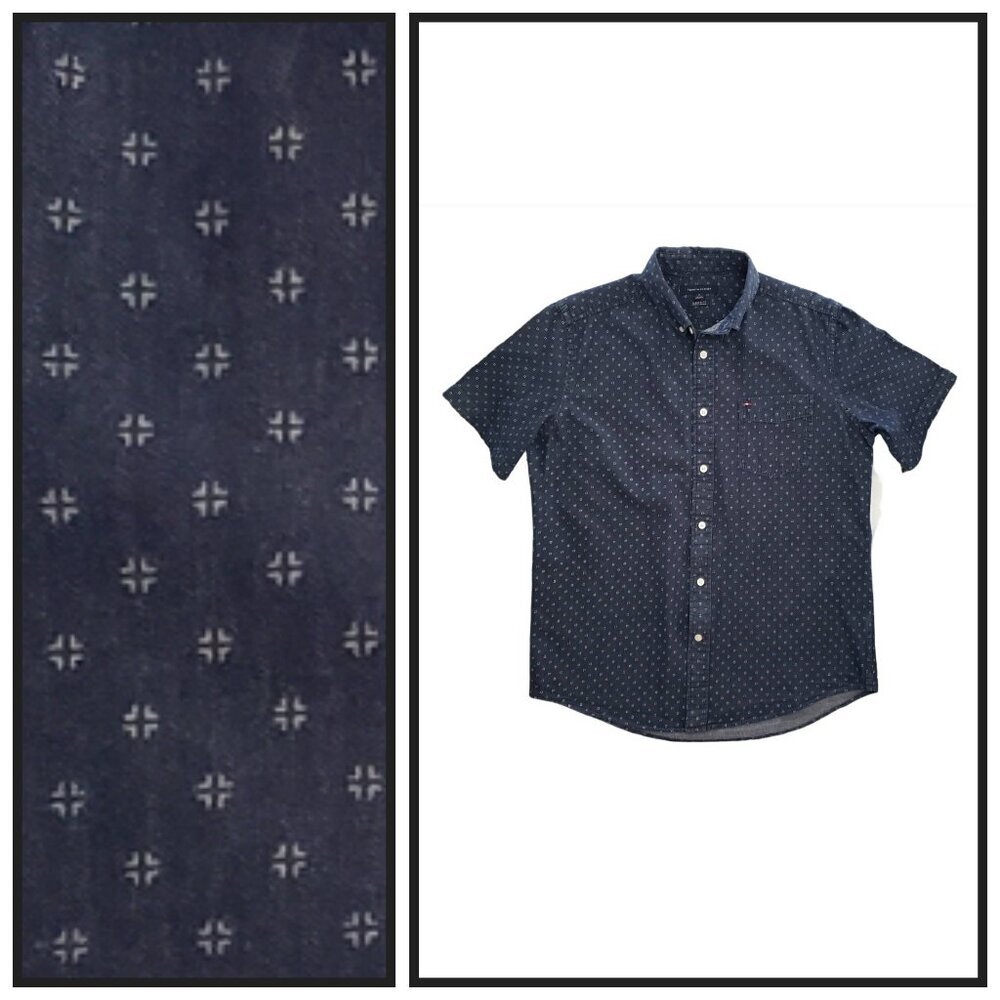 Tommy Hilfiger Men’s M Classic Fit Navy Short Sleeve Button Down Shirt